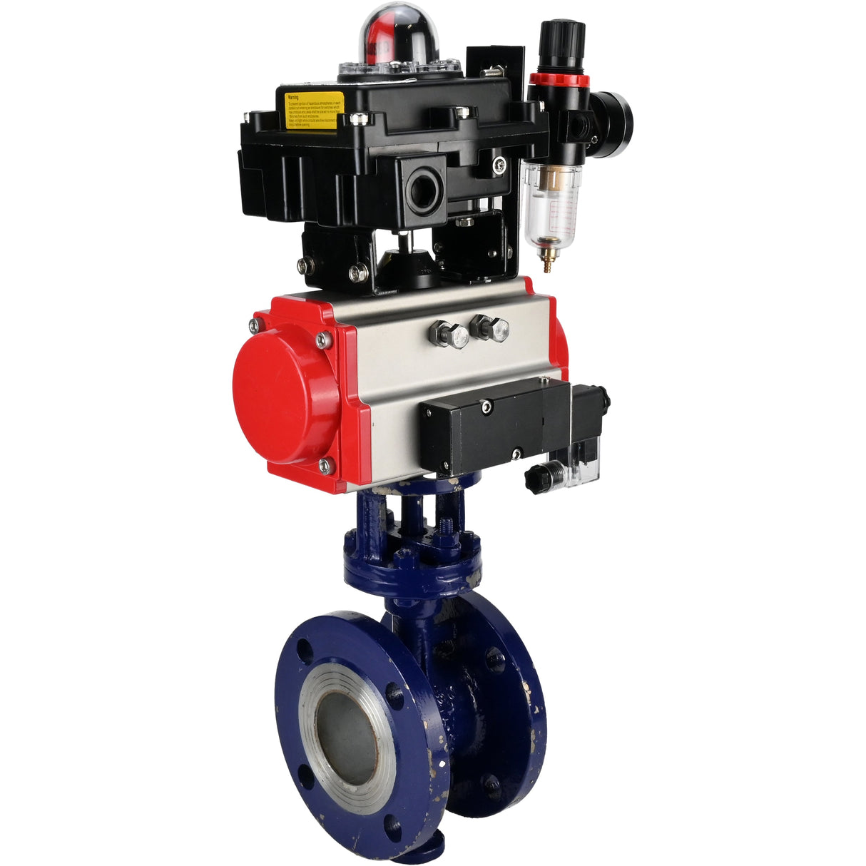 Wasser-Schmetterlingsventil Elephant WBV3EX-3432M-1W-F-ISO, Gehäusematerial - Kohlenstoffstahl, Scheibenmaterial - Edelstahl AISI 316, Dichtung - Metall, pneumatischer Antrieb PA-SA mit Rückstellfedern, 4M310-08 24V, LSU APL-410N EX ATU AFC2000