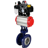 Wasser-Schmetterlingsventil Elephant WBV3EX-3432M-1W-F-ISO, Gehäusematerial - Kohlenstoffstahl, Scheibenmaterial - Edelstahl AISI 316, Dichtung - Metall, pneumatischer Antrieb PA-SA mit Rückstellfedern, 4M310-08 24V, LSU APL-410N EX ATU AFC2000