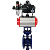Wasser-Schmetterlingsventil Elephant WBV3EX-3432M-1W-F-ISO, Gehäusematerial - Kohlenstoffstahl, Scheibenmaterial - Edelstahl AISI 316, Dichtung - Metall, pneumatischer Antrieb PA-SA mit Rückstellfedern, 4M310-08 220V, LSU APL-410N EX ATU AFC2000