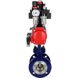 Wasser-Schmetterlingsventil Elephant WBV3EX-3432M-1W-F-ISO, Gehäusematerial - Kohlenstoffstahl, Scheibenmaterial - Edelstahl AISI 316, Dichtung - Metall, pneumatischer Antrieb PA-SA mit Rückstellfedern, 4M310-08 220V, LSU APL-410N EX ATU AFC2000