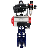 Wasser-Schmetterlingsventil Elephant WBV3EX-3432M-1W-F-ISO, Gehäusematerial - Kohlenstoffstahl, Scheibenmaterial - Edelstahl AISI 316, Dichtung - Metall, pneumatischer Antrieb PA-SA mit Rückstellfedern, 4M310-08 24V, LSU APL-410N EX ATU AFC2000