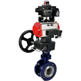 Wasser-Schmetterlingsventil Elephant WBV3EX-3432M-1W-F-ISO, Gehäusematerial - Kohlenstoffstahl, Scheibenmaterial - Edelstahl AISI 316, Dichtung - Metall, pneumatischer Antrieb PA-DA Doppelwirkung, 4M310-08 220V, LSU APL-410N EX, Handrad MON