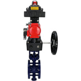 Wasser-Schmetterlingsventil Elephant WBV3EX-3432M-1W-F-ISO, Gehäusematerial - Kohlenstoffstahl, Scheibenmaterial - Edelstahl AISI 316, Dichtung - Metall, pneumatischer Antrieb PA-DA Doppelwirkung, 4M310-08 220V, LSU APL-410N EX, Handrad MON