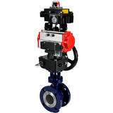 Wasser-Schmetterlingsventil Elephant WBV3EX-3432M-1W-F-ISO, Gehäusematerial - Kohlenstoffstahl, Scheibenmaterial - Edelstahl AISI 316, Dichtung - Metall, pneumatischer Antrieb PA-DA Doppelwirkung, 4M310-08 24V, LSU APL-410N EX, Handrad MON
