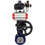 Wasser-Schmetterlingsventil Elephant WBV3EX-3432M-1W-F-ISO, Gehäusematerial - Kohlenstoffstahl, Scheibenmaterial - Edelstahl AISI 316, Dichtung - Metall, pneumatischer Antrieb PA-DA Doppelwirkung, 4M310-08 24V, LSU APL-410N EX, Handrad MON, ATU AFC2000