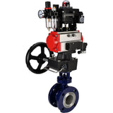Wasser-Schmetterlingsventil Elephant WBV3EX-3432M-1W-F-ISO, Gehäusematerial - Kohlenstoffstahl, Scheibenmaterial - Edelstahl AISI 316, Dichtung - Metall, pneumatischer Antrieb PA-DA Doppelwirkung, 4M310-08 24V, LSU APL-410N EX, Handrad MON, ATU AFC2000