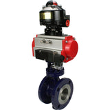 Wasser-Schmetterlingsventil Elephant WBV3EX-3432M-1W-F-ISO, Gehäusematerial - Kohlenstoffstahl, Scheibenmaterial - Edelstahl AISI 316, Dichtung - Metall, pneumatischer Antrieb PA-SA mit Rückstellfedern, 4M310-08 220V, LSU APL-510N EX