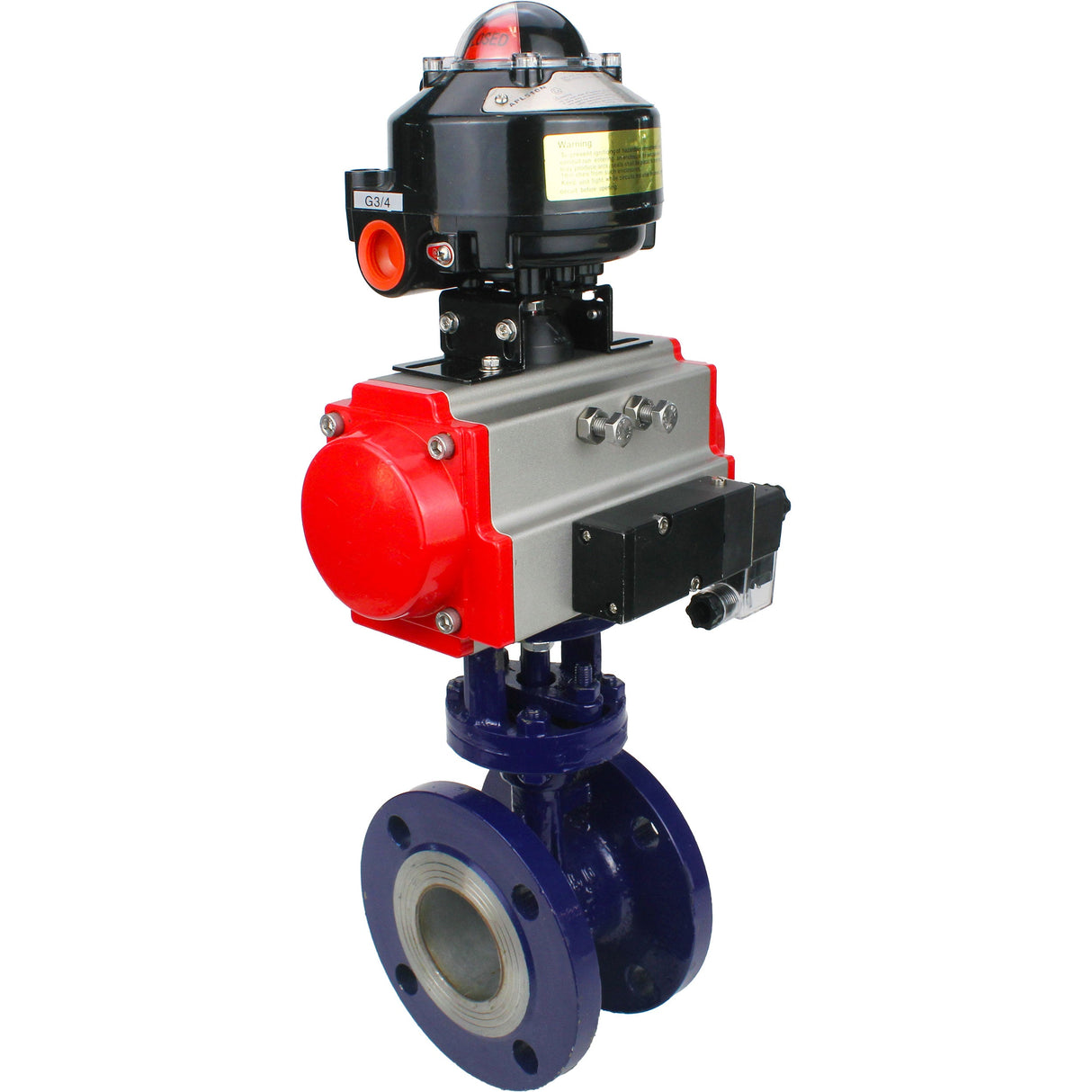 Wasser-Schmetterlingsventil Elephant WBV3EX-3432M-1W-F-ISO, Gehäusematerial - Kohlenstoffstahl, Scheibenmaterial - Edelstahl AISI 316, Dichtung - Metall, pneumatischer Antrieb PA-SA mit Rückstellfedern, 4M310-08 24V, LSU APL-510N EX