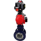 Wasser-Schmetterlingsventil Elephant WBV3EX-3432M-1W-F-ISO, Gehäusematerial - Kohlenstoffstahl, Scheibenmaterial - Edelstahl AISI 316, Dichtung - Metall, pneumatischer Antrieb PA-SA mit Rückstellfedern, 4M310-08 24V, LSU APL-510N EX