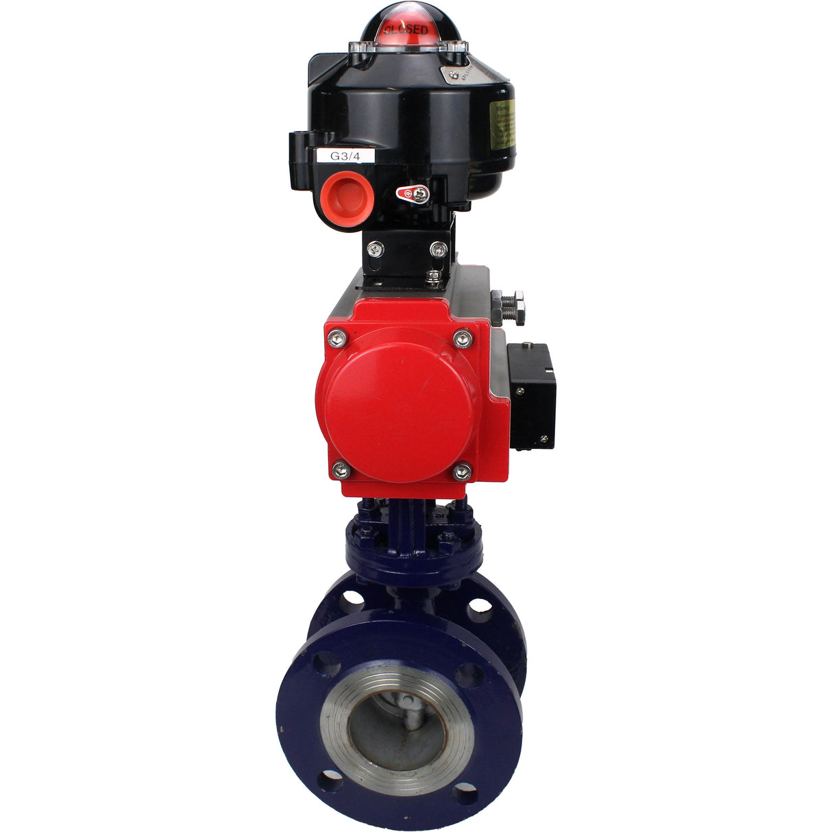 Wasser-Schmetterlingsventil Elephant WBV3EX-3432M-1W-F-ISO, Gehäusematerial - Kohlenstoffstahl, Scheibenmaterial - Edelstahl AISI 316, Dichtung - Metall, pneumatischer Antrieb PA-SA mit Rückstellfedern, 4M310-08 220V, LSU APL-510N EX