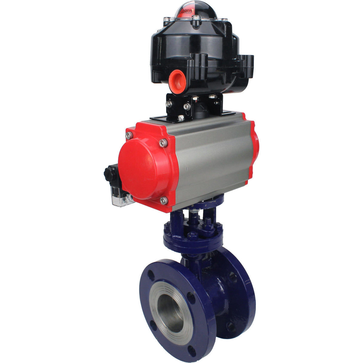 Wasser-Schmetterlingsventil Elephant WBV3EX-3432M-1W-F-ISO, Gehäusematerial - Kohlenstoffstahl, Scheibenmaterial - Edelstahl AISI 316, Dichtung - Metall, pneumatischer Antrieb PA-SA mit Rückstellfedern, 4M310-08 220V, LSU APL-510N EX