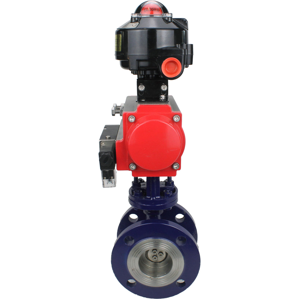 Wasser-Schmetterlingsventil Elephant WBV3EX-3432M-1W-F-ISO, Gehäusematerial - Kohlenstoffstahl, Scheibenmaterial - Edelstahl AISI 316, Dichtung - Metall, pneumatischer Antrieb PA-SA mit Rückstellfedern, 4M310-08 220V, LSU APL-510N EX