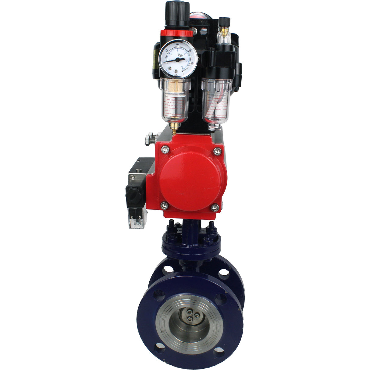 Wasser-Schmetterlingsventil Elephant WBV3EX-3432M-1W-F-ISO, Gehäusematerial - Kohlenstoffstahl, Scheibenmaterial - Edelstahl AISI 316, Dichtung - Metall, pneumatischer Antrieb PA-SA mit Rückstellfedern, 4M310-08 220V, LSU APL-510N EX, ATU AFC2000