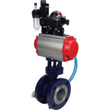 Wasser-Schmetterlingsventil Elephant WBV3EX-3432M-1W-F-ISO, Gehäusematerial - Kohlenstoffstahl, Scheibenmaterial - Edelstahl AISI 316, Dichtung - Metall, pneumatischer Antrieb PA-DA Doppelwirkung, 4V320-08 220V, LSU APL-210N ATU AFC2000