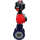 Wasser-Schmetterlingsventil Elephant WBV3EX-3432M-1W-F-ISO, Gehäusematerial - Kohlenstoffstahl, Scheibenmaterial - Edelstahl AISI 316, Dichtung - Metall, pneumatischer Antrieb PA-SA mit Rückstellfedern, 4M310-08 24V, LSU APL-510N EX, ATU AFC2000