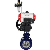 Wasser-Schmetterlingsventil Elephant WBV3EX-3432M-1W-F-ISO, Gehäusematerial - Kohlenstoffstahl, Scheibenmaterial - Edelstahl AISI 316, Dichtung - Metall, pneumatischer Antrieb PA-DA Doppelwirkung, 4M310-08 24V Handrad MON, ATU AFC2000