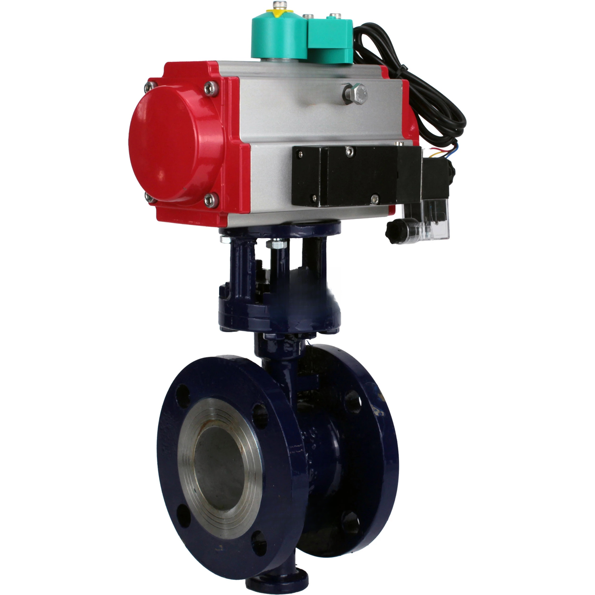 Water Butterfly Valve with triple eccentricity Elephant WBV3EX-3432M-1W-F-ISO DN50-150 25 bar body - WCB carbon steel, disc - 316 stainless steel, METAL, with pneumatic actuator PA-DA-XXX, pneumatic distributor 4M310-08 NAMUR 220V and ALS200D switch