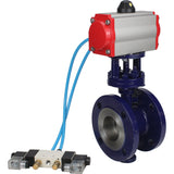 Wasser-Schmetterlingsventil Elephant WBV3EX-3432M-1W-F-ISO, Gehäusematerial - Kohlenstoffstahl, Scheibenmaterial - Edelstahl AISI 316, Dichtung - Metall, pneumatischer Antrieb PA-SA mit Rückstellfedern, 4V320-10 220V