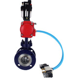 Wasser-Schmetterlingsventil Elephant WBV3EX-3432M-1W-F-ISO, Gehäusematerial - Kohlenstoffstahl, Scheibenmaterial - Edelstahl AISI 316, Dichtung - Metall, pneumatischer Antrieb PA-SA mit Rückstellfedern, 4V320-08 220V ATU AFC2000