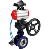 Wasser-Schmetterlingsventil Elephant WBV3EX-3432M-1W-F-ISO, Gehäusematerial - Kohlenstoffstahl, Scheibenmaterial - Edelstahl AISI 316, Dichtung - Metall, pneumatischer Antrieb PA-DA Doppelwirkung, 4V320-08 220V, LSU APL-210N, Handrad MON