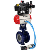 Wasser-Schmetterlingsventil Elephant WBV3EX-3432M-1W-F-ISO, Gehäusematerial - Kohlenstoffstahl, Scheibenmaterial - Edelstahl AISI 316, Dichtung - Metall, pneumatischer Antrieb PA-SA mit Rückstellfedern, 4V320-10 220V, LSU APL-410N EX ATU AFC2000