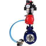 Wasser-Schmetterlingsventil Elephant WBV3EX-3432M-1W-F-ISO, Gehäusematerial - Kohlenstoffstahl, Scheibenmaterial - Edelstahl AISI 316, Dichtung - Metall, pneumatischer Antrieb PA-SA mit Rückstellfedern, 4V320-10 220V, LSU APL-410N EX ATU AFC2000