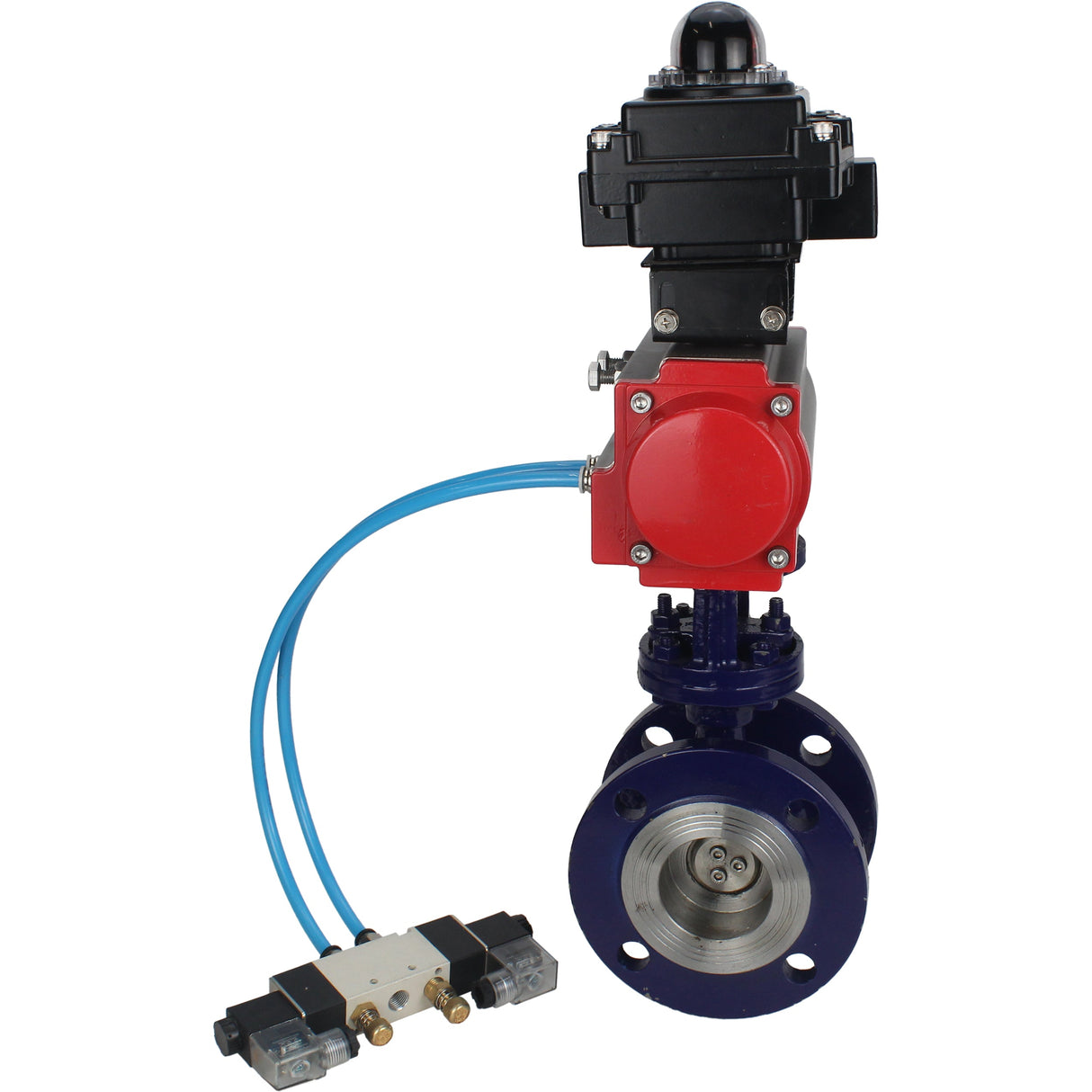 Water Butterfly Valve Elephant WBV3EX-3431M-1W-F-ISO, Gehäusematerial - Kohlenstoffstahl, Scheibenmaterial - Edelstahl AISI 304, Dichtung - Metall, pneumatischer Antrieb PA-SA mit Rückstellfedern, 4V320-08 220V, LSU APL-410N EX