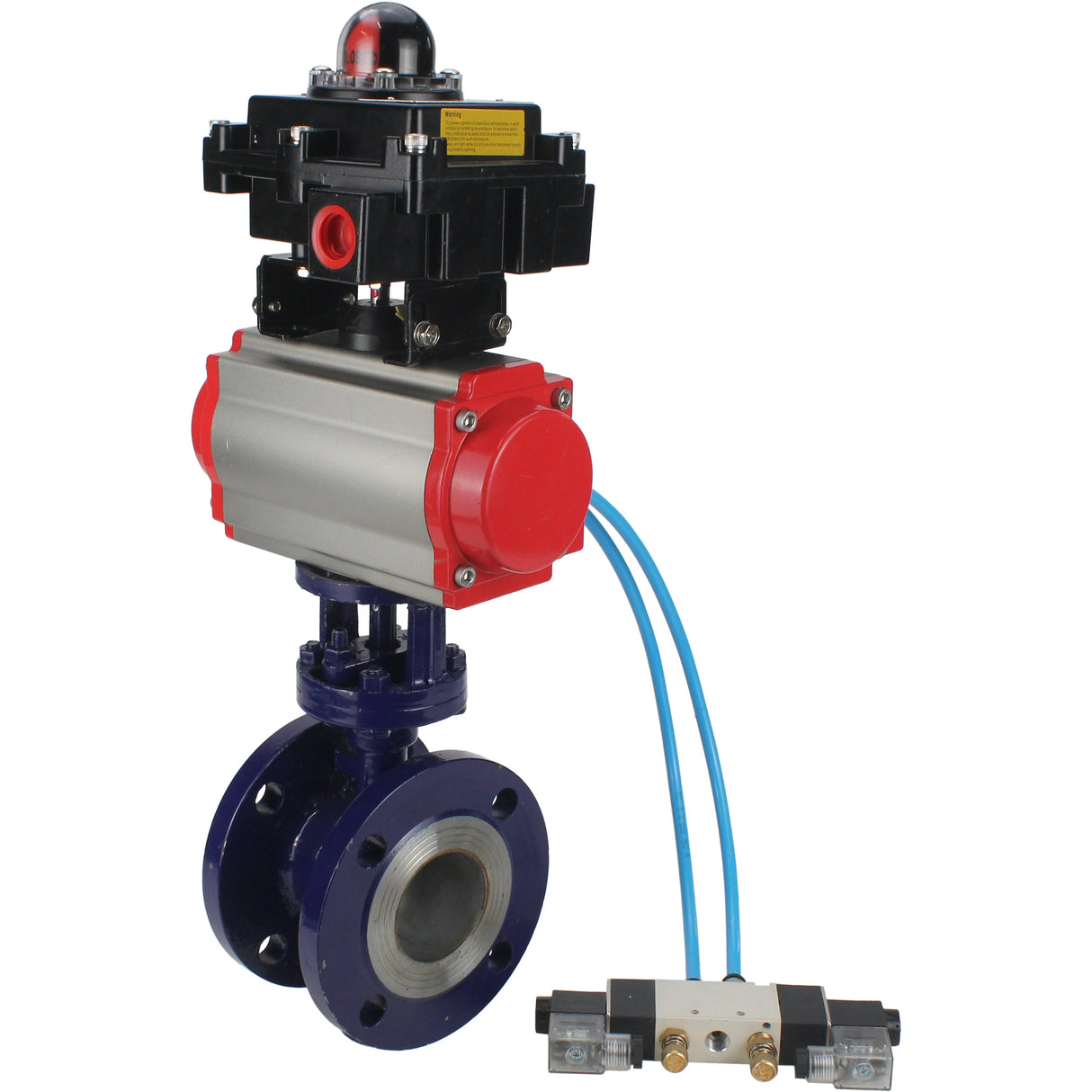 Water Butterfly Valve Elephant WBV3EX-3431M-1W-F-ISO, Gehäusematerial - Kohlenstoffstahl, Scheibenmaterial - Edelstahl AISI 304, Dichtung - Metall, pneumatischer Antrieb PA-SA mit Rückstellfedern, 4V320-08 220V, LSU APL-410N EX