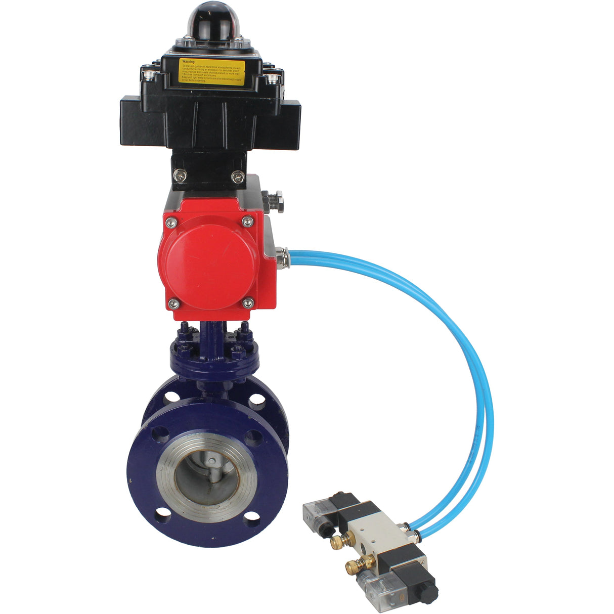 Water Butterfly Valve Elephant WBV3EX-3431M-1W-F-ISO, Gehäusematerial - Kohlenstoffstahl, Scheibenmaterial - Edelstahl AISI 304, Dichtung - Metall, pneumatischer Antrieb PA-SA mit Rückstellfedern, 4V320-08 220V, LSU APL-410N EX