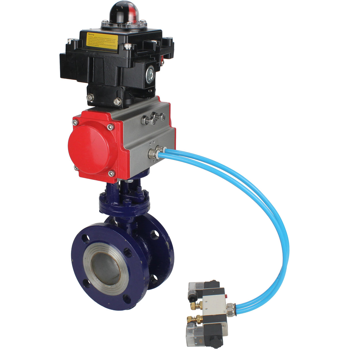 Water Butterfly Valve Elephant WBV3EX-3431M-1W-F-ISO, Gehäusematerial - Kohlenstoffstahl, Scheibenmaterial - Edelstahl AISI 304, Dichtung - Metall, pneumatischer Antrieb PA-SA mit Rückstellfedern, 4V320-08 220V, LSU APL-410N EX