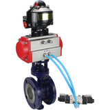 Wasser-Schmetterlingsventil Elephant WBV3EX-3431M-1W-F-ISO, Gehäusematerial - Kohlenstoffstahl, Scheibenmaterial - Edelstahl AISI 304, Dichtung - Metall, pneumatischer Antrieb PA-SA mit Rückstellfedern, 4V320-08 220V, LSU APL-510N EX