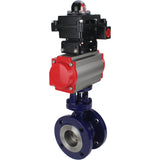 Wasser-Schmetterlingsventil Elephant WBV3EX-3431M-1W-F-ISO, Gehäusematerial - Kohlenstoffstahl, Scheibenmaterial - Edelstahl AISI 304, Dichtung - Metall, pneumatischer Antrieb PA-DA Doppelwirkung, LSU APL-410N EX