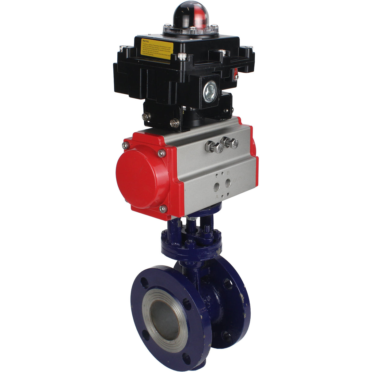 Wasser-Schmetterlingsventil Elephant WBV3EX-3431M-1W-F-ISO, Gehäusematerial - Kohlenstoffstahl, Scheibenmaterial - Edelstahl AISI 304, Dichtung - Metall, pneumatischer Antrieb PA-DA Doppelwirkung, LSU APL-410N EX