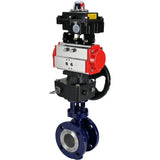 Wasser-Schmetterlingsventil Elephant WBV3EX-3432M-1W-F-ISO, Gehäusematerial - Kohlenstoffstahl, Scheibenmaterial - Edelstahl AISI 316, Dichtung - Metall, pneumatischer Antrieb PA-DA Doppelwirkung, LSU APL-410N EX, Handrad MON