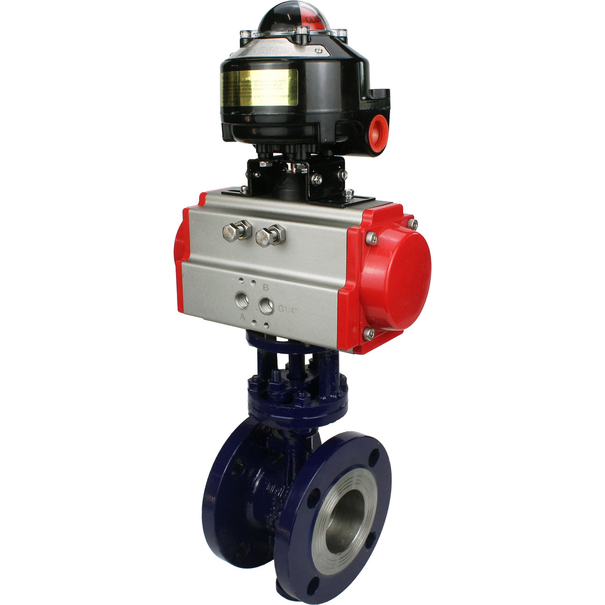 Wasser-Schmetterlingsventil Elephant WBV3EX-3432M-1W-F-ISO, Gehäusematerial - Kohlenstoffstahl, Scheibenmaterial - Edelstahl AISI 316, Dichtung - Metall, pneumatischer Antrieb PA-DA Doppelwirkung, LSU APL-510N EX
