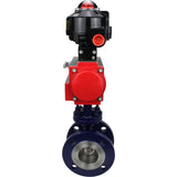 Wasser-Schmetterlingsventil Elephant WBV3EX-3432M-1W-F-ISO, Gehäusematerial - Kohlenstoffstahl, Scheibenmaterial - Edelstahl AISI 316, Dichtung - Metall, pneumatischer Antrieb PA-DA Doppelwirkung, LSU APL-510N EX