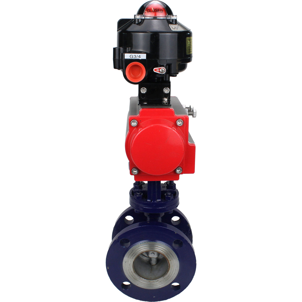 Wasser-Schmetterlingsventil Elephant WBV3EX-3432M-1W-F-ISO, Gehäusematerial - Kohlenstoffstahl, Scheibenmaterial - Edelstahl AISI 316, Dichtung - Metall, pneumatischer Antrieb PA-DA Doppelwirkung, LSU APL-510N EX