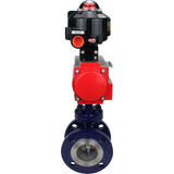 Wasser-Schmetterlingsventil Elephant WBV3EX-3432M-1W-F-ISO, Gehäusematerial - Kohlenstoffstahl, Scheibenmaterial - Edelstahl AISI 316, Dichtung - Metall, pneumatischer Antrieb PA-DA Doppelwirkung, LSU APL-510N EX