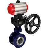 Wasser-Schmetterlingsventil Elephant WBV3EX-3432M-1W-F-ISO, Gehäusematerial - Kohlenstoffstahl, Scheibenmaterial - Edelstahl AISI 316, Dichtung - Metall, pneumatischer Antrieb PA-DA Doppelwirkend Handrad MON