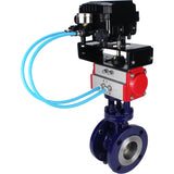 Wasser-Schmetterlingsventil Elephant WBV3EX-3432M-1W-F-ISO, Gehäusematerial - Kohlenstoffstahl, Scheibenmaterial - Edelstahl AISI 316, Dichtung - Metall, pneumatischer Antrieb PA-DA Doppelwirkung, Positionsgeber YT-1000RSN mit Rückmeldung