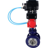 Wasser-Schmetterlingsventil Elephant WBV3EX-3432M-1W-F-ISO, Gehäusematerial - Kohlenstoffstahl, Scheibenmaterial - Edelstahl AISI 316, Dichtung - Metall, pneumatischer Antrieb PA-DA Doppelwirkung, Positionsgeber YT-1000RSN mit Rückmeldung