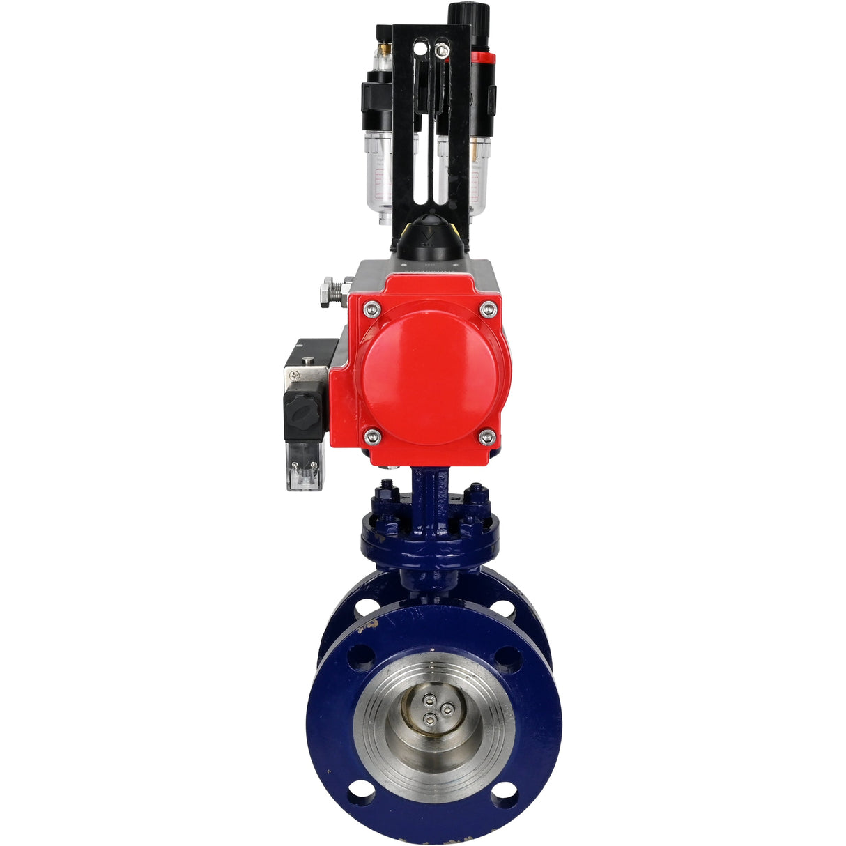 Wasser-Schmetterlingsventil Elephant WBV3EX-3432M-1W-F-ISO, Gehäusematerial - Kohlenstoffstahl, Scheibenmaterial - Edelstahl AISI 316, Dichtung - Metall, pneumatischer Antrieb PA-SA mit Rückstellfedern, 4M310-08 24V ATU AFC2000