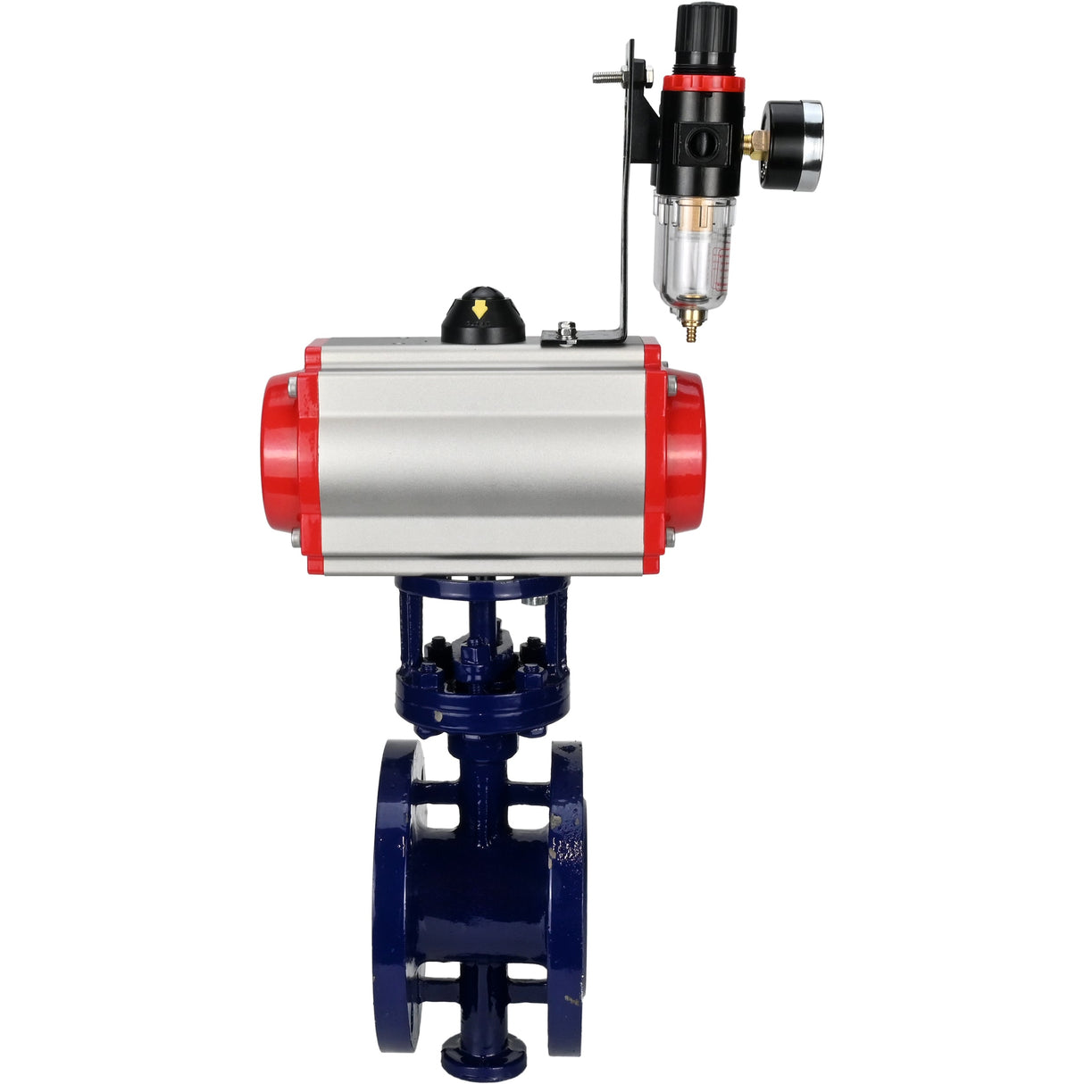 Wasser-Schmetterlingsventil Elephant WBV3EX-3432M-1W-F-ISO, Gehäusematerial - Kohlenstoffstahl, Scheibenmaterial - Edelstahl AISI 316, Dichtung - Metall, pneumatischer Antrieb PA-SA mit Rückstellfedern, 4M310-08 24V ATU AFC2000