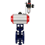 Wasser-Schmetterlingsventil Elephant WBV3EX-3431M-1W-F-ISO, Gehäusematerial - Kohlenstoffstahl, Scheibenmaterial - Edelstahl AISI 304, Dichtung - Metall, pneumatischer Antrieb PA-SA mit Rückstellfedern, 4M310-08 220V ATU AFC2000