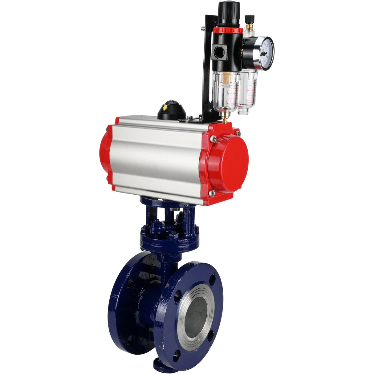 Wasser-Schmetterlingsventil Elephant WBV3EX-3432M-1W-F-ISO, Gehäusematerial - Kohlenstoffstahl, Scheibenmaterial - Edelstahl AISI 316, Dichtung - Metall, pneumatischer Antrieb PA-SA mit Rückstellfedern, 4M310-08 24V ATU AFC2000