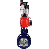 Wasser-Schmetterlingsventil Elephant WBV3EX-3432M-1W-F-ISO, Gehäusematerial - Kohlenstoffstahl, Scheibenmaterial - Edelstahl AISI 316, Dichtung - Metall, pneumatischer Antrieb PA-SA mit Rückstellfedern, 4M310-08 24V ATU AFC2000