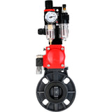 Butterfly valves Elephant WBV4242E-2W-Fb-ISO, body material - UPVC, disc material - UPVC, seal - EPDM, with pneumatic actuator double action PA-DA, pneumatic distributor 4M310-08 220V, LSU APL-210N and ATU AFC2000
