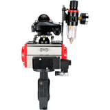 Butterfly valves Elephant WBV4242E-2W-Fb-ISO, body material - UPVC, disc material - UPVC, seal - EPDM, with pneumatic actuator double action PA-DA, pneumatic distributor 4M310-08 220V, LSU APL-210N and ATU AFC2000