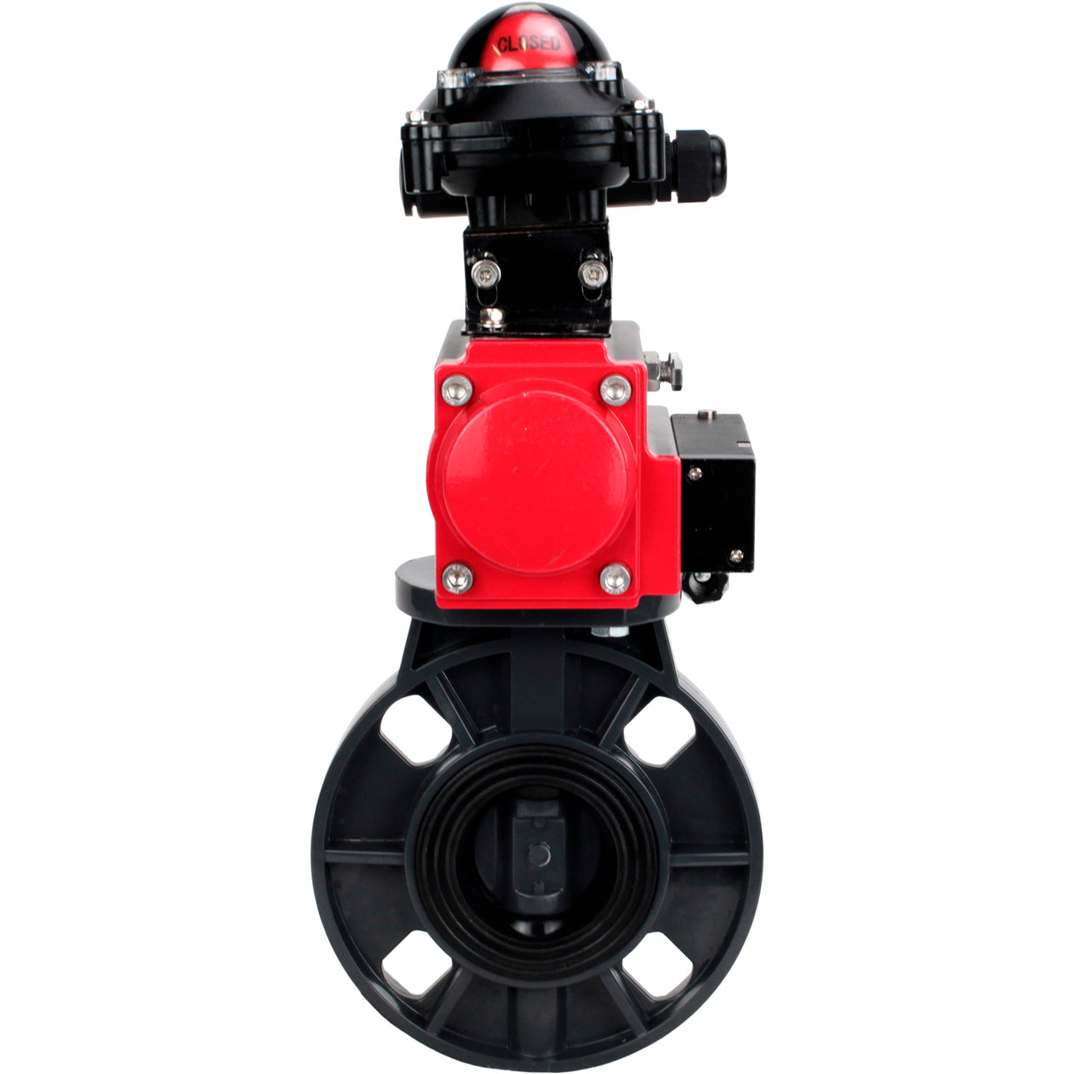 Butterfly valves Elephant WBV4242E-2W-Fb-ISO, body material - UPVC, disc material - UPVC, seal - EPDM, with pneumatic actuator double action PA-DA, pneumatic distributor 4M310-08 220V and LSU APL-210N