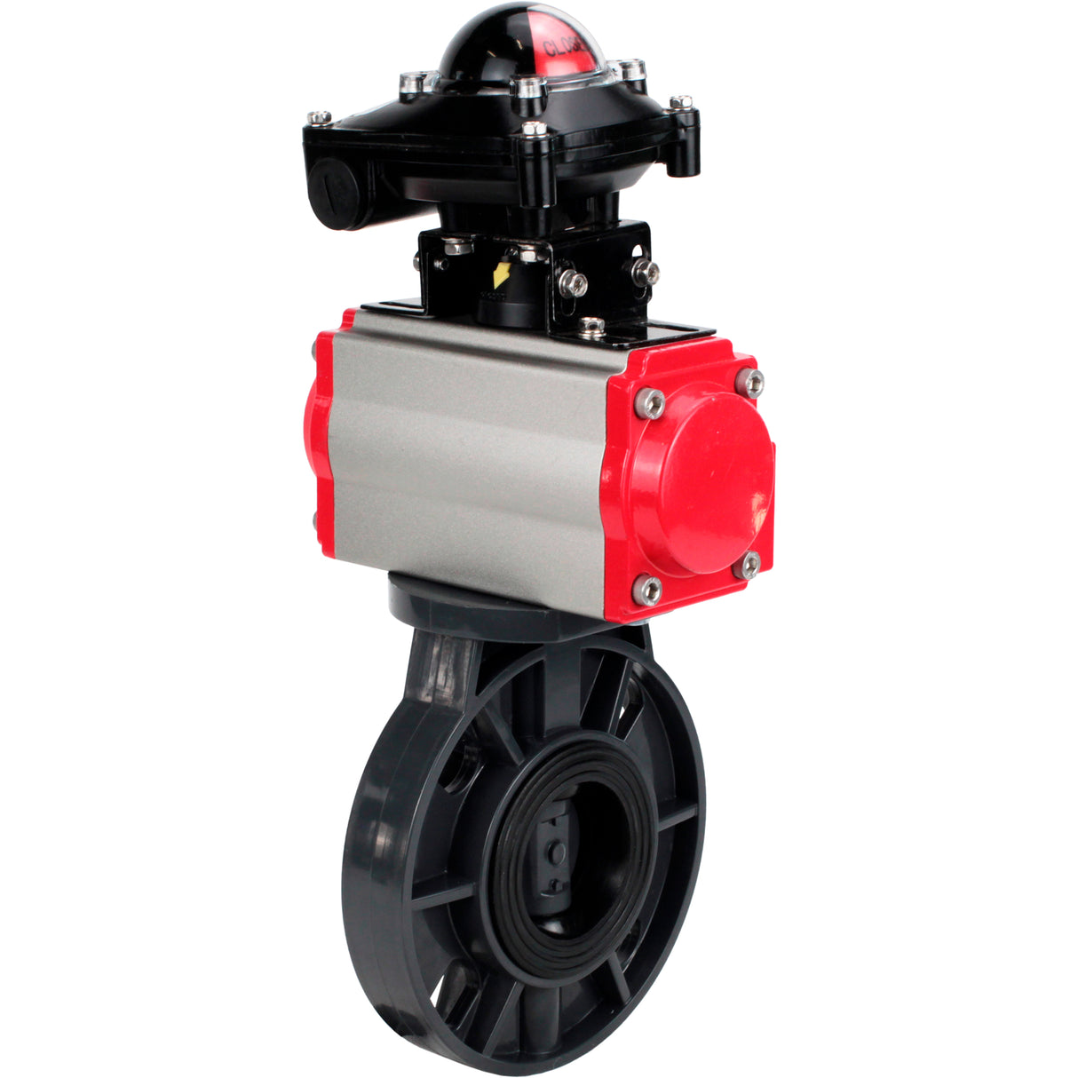Butterfly valves Elephant WBV4242E-2W-Fb-ISO, body material - UPVC, disc material - UPVC, seal - EPDM, with pneumatic actuator double action PA-DA, pneumatic distributor 4M310-08 220V and LSU APL-210N